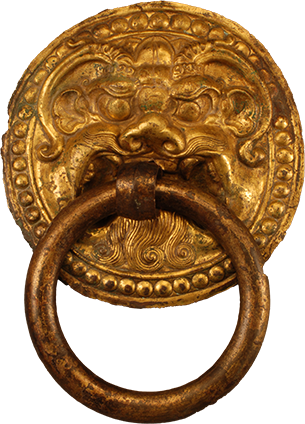 唐鎏金铜铺首_陕西历史博物馆(陕西省文物交流中心)_唐,鎏金,铜,铺,首