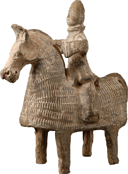 北魏彩绘骑马武士俑_陕西历史博物馆(陕西省文物交流中心)_北魏,彩绘