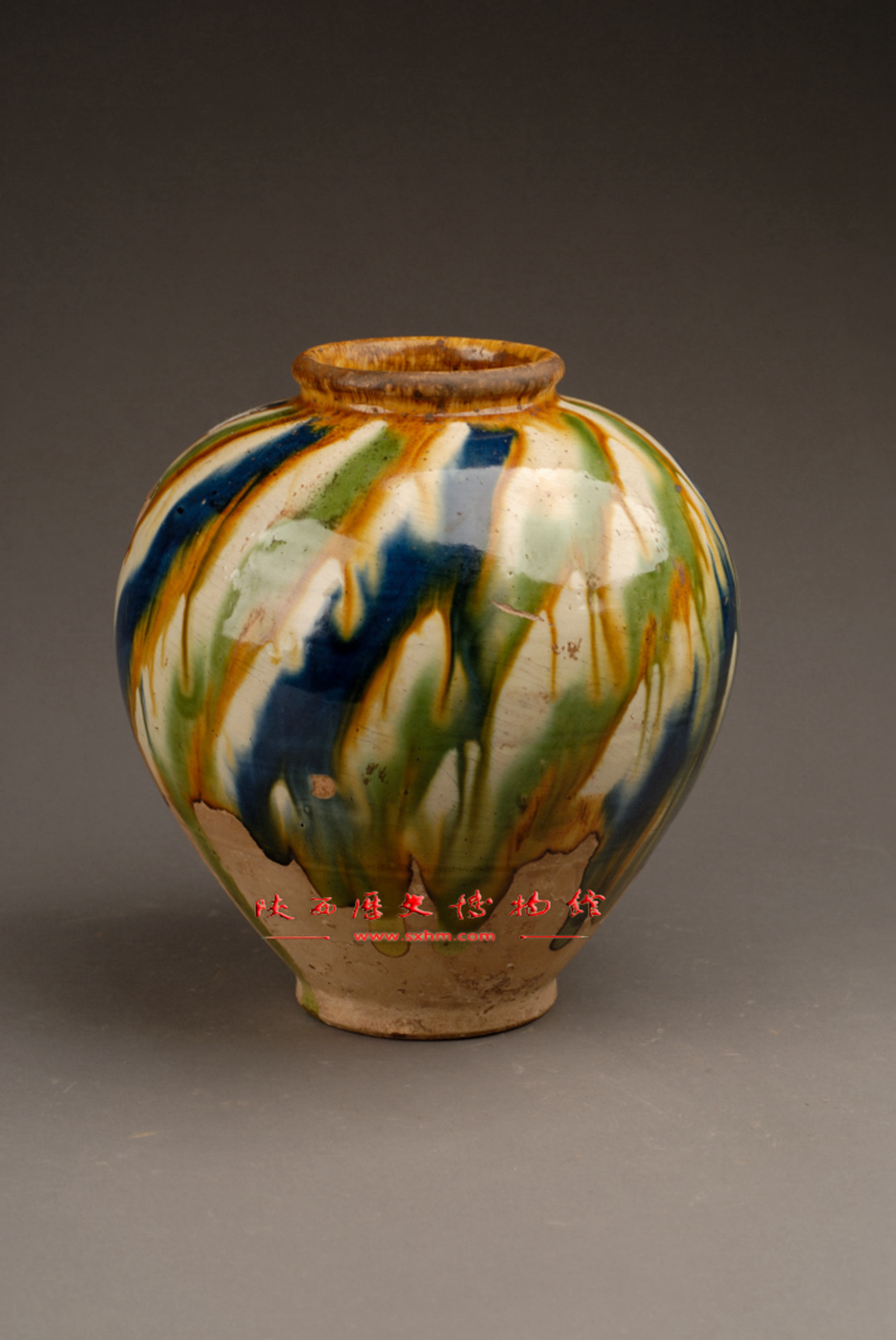 三彩象双耳象蓋餅壺 唐三彩 242 三彩象双耳象蓋餅壺 唐三彩 242 三彩盖罐- 故宫